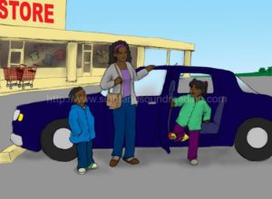 children and mom going to the store: abc, learning aids, children's education, free, phonics activities, reading skills ladders, phonics program for struggling readers, interactive books, Help your child to read in 15 minutes/day, children,
