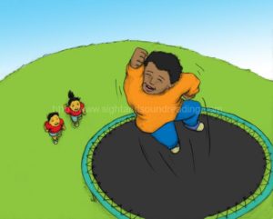 Boy jumping on trampoline: workbooks, practice reading, language arts, ABC, first grade, teaching, abc, interactive learning, video tutor learn to read, tutor for reading,