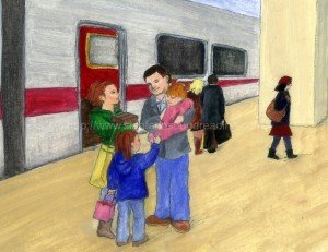 Family at the train station: reading readiness skills, how to teach reading, home school, emergent reader, phonics lessons, homeschool curriculum for reading, homeschool reading curriculum,