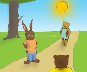 Bear and rabbit meet each other on a path: how to teach sight words to struggling readers, how to read, reading techniques, flashcards, word ladders, literacy, Help your child to read in 15 minutes/day, homeschool curriculum for reading, phonics,