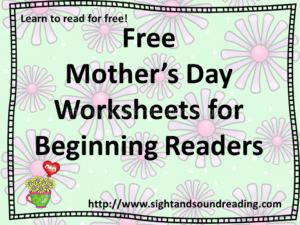 Free mothers day worksheets for beginning readers