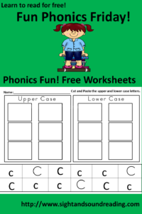 Free Phonics Printable: The Letter Cc - Cut and Paste upper and lower case letters