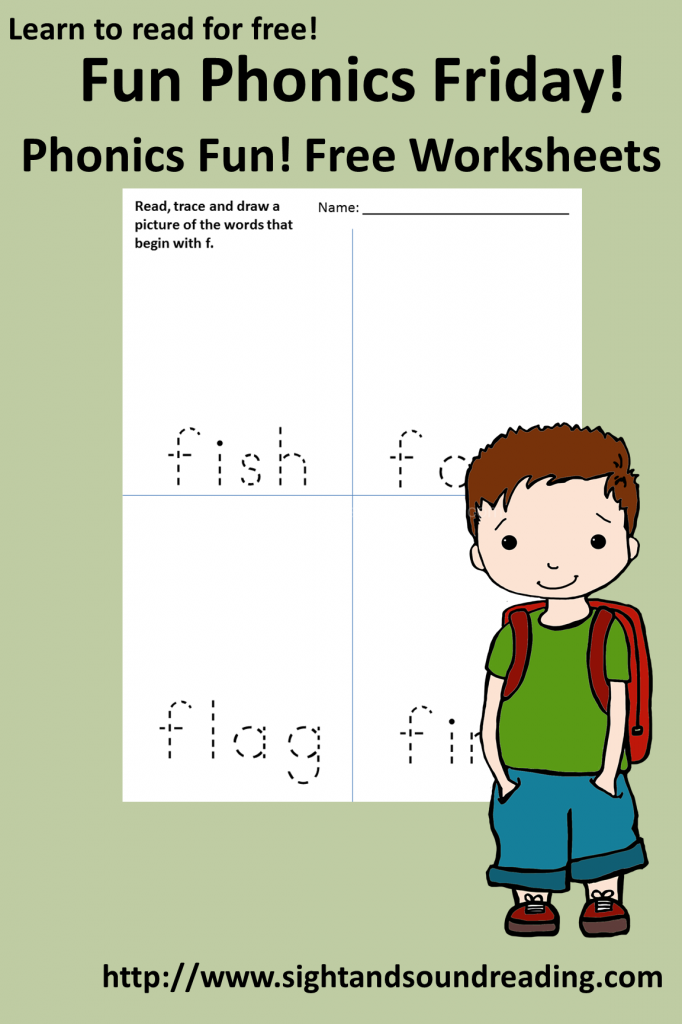 Free phonics worksheet for the letter F. 
