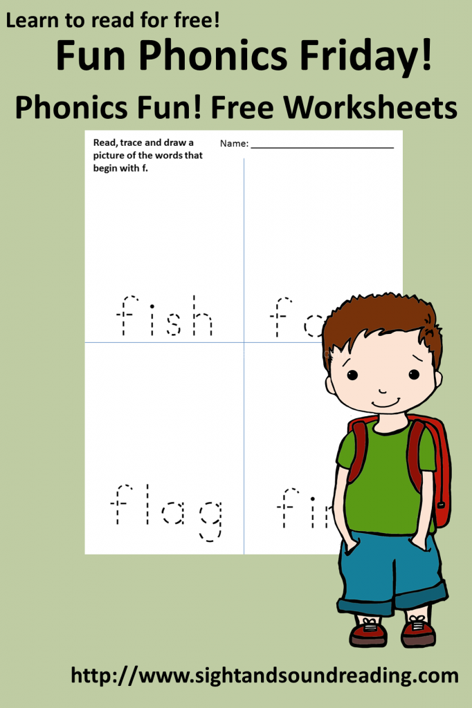 Free phonics worksheet for the letter F.