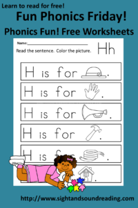 Free worksheet for teaching the letter Hh