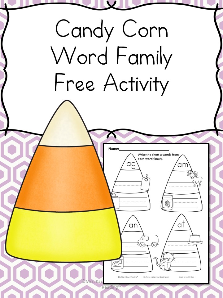 Kindergarten Halloween Phonics Worksheet - Have fun with Phonics and Candy corns! Build the CVC words on the candy corn for Halloween Phonics Fun! 