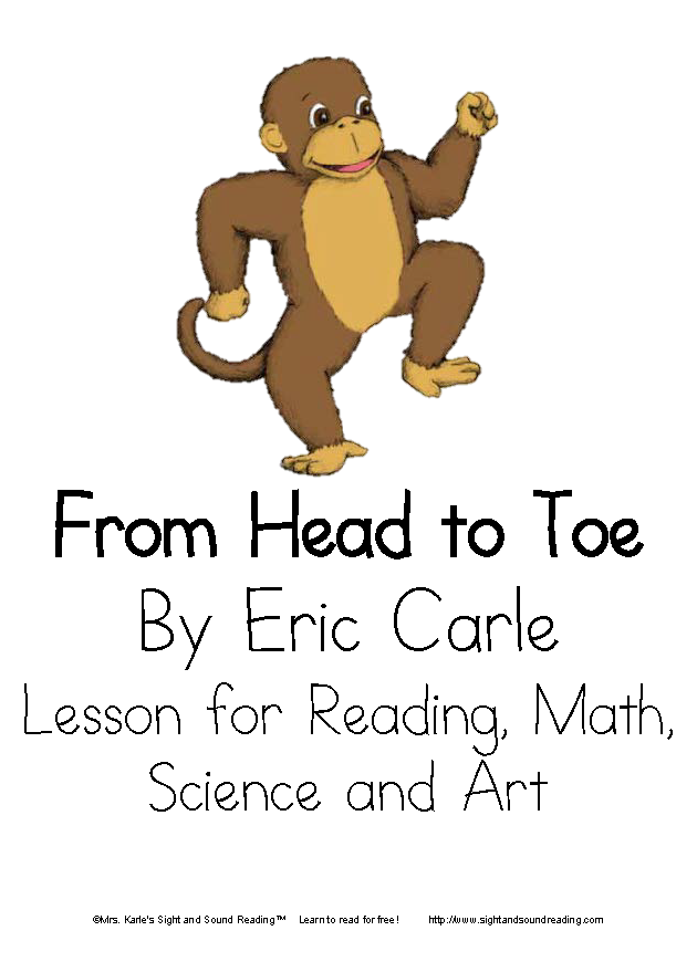 From Head to Toe By Eric Carle -Activity for Kindergarten and First Grade