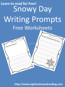 Free Snowy Day Writing Prompt: Visit https://www.sightandsoundreading.com for more free worksheets for preschool and kindergarten