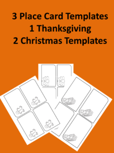 Free place card template for Thanksgiving and Chrstimas. Great activity to help children write their name. Visit https://www.sightandsoundreading.com 