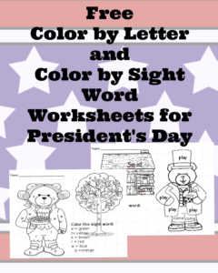 Presidents day worksheets - Color by letter and Color by number