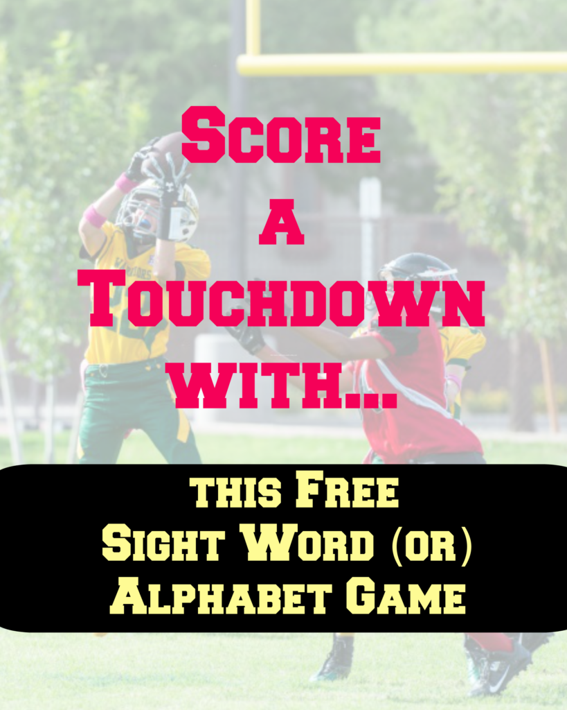 Free Sight Word Football Game. This game can also be modified for the alphabet or phonics sounds.