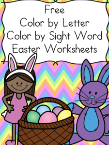 Free Easter Worksheets - 2 Color by letter, 2 color by sight word. 