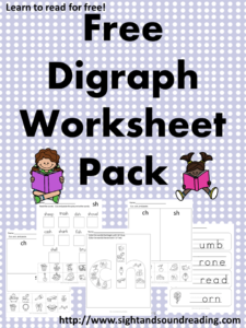 Free Digraph Worksheets for both beginning and ending sounds