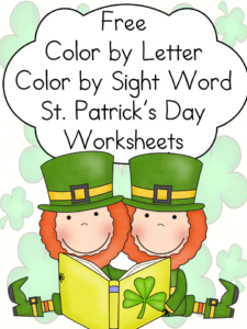 Free St. Patrick's Day Worksheets -great for kindergarten or preschool: Color by letter and color by sight word