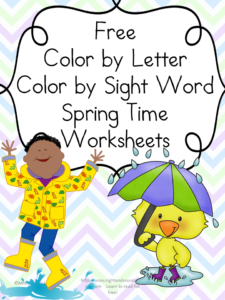 Spring Worksheets: Color by letter/Color by Sight Word, great for preschool or kindergarten