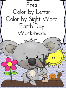 Earth Day worksheets: Color by letter/Color by Sight Word: Great for preschool or kindergarten