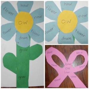 Words with Ow Sound: Cute craft to teach the OW sound: Flower with a bow