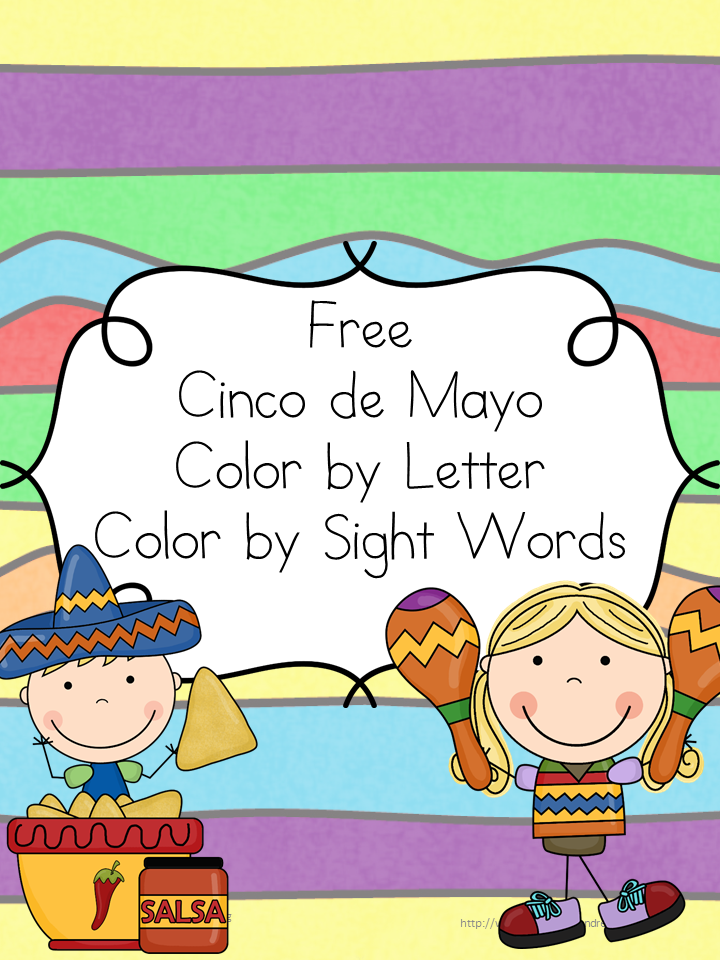 Cinco de Mayo Coloring Pages: Color by letter and Color by Sight Word great for kindergarten or preschool to help celebrate or use when teaching about Cinco de Mayo