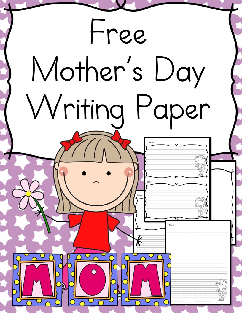 Mothers Day Writing Paper - for Kindergarten -Cute and free paper for students to write and draw notes to their mom. 