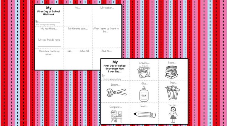 Kindergarten Back to School Interview Book and Scavenger Hunt