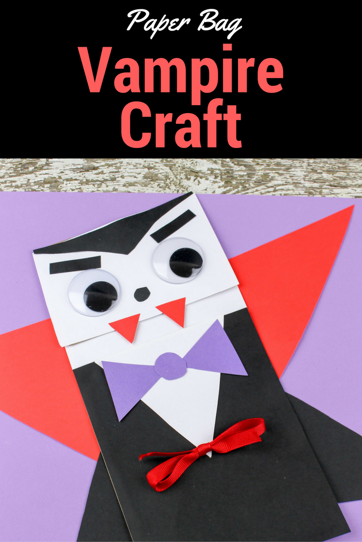 Vampire Craft for Kids. This paper bag vampire craft is and easy Halloween craft, or to teach the letter V! Great Letter V Craft for preschool or Kindergarten. 