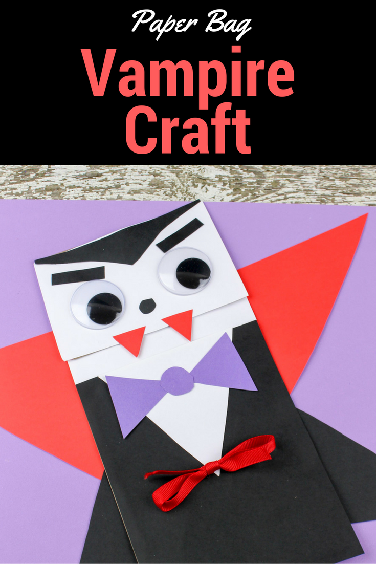 Vampire Craft for Kids. This paper bag vampire craft is and easy Halloween craft, or to teach the letter V! Great Letter V Craft for preschool or Kindergarten.