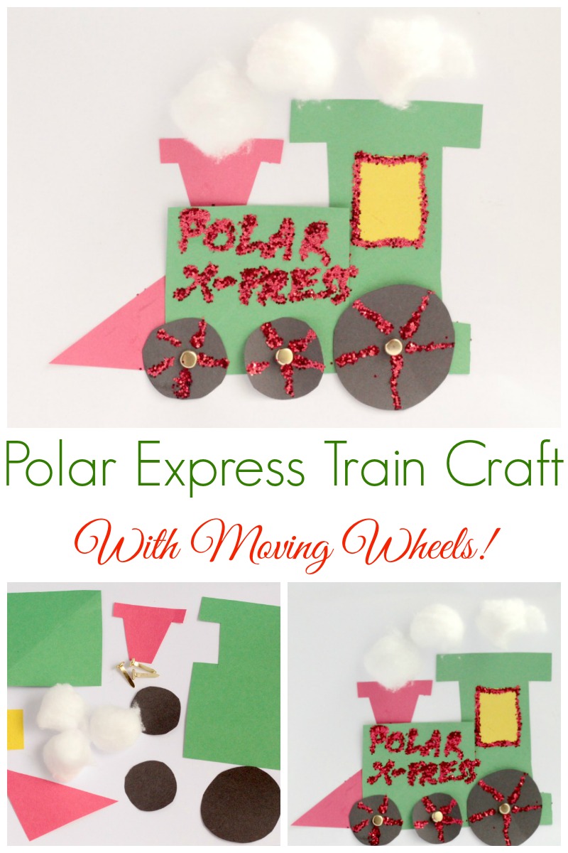 Choo, choo! This cute and fun Polar Express Train Craft has moving wheels and super easy to make in a preschool or kindergarten classroom.