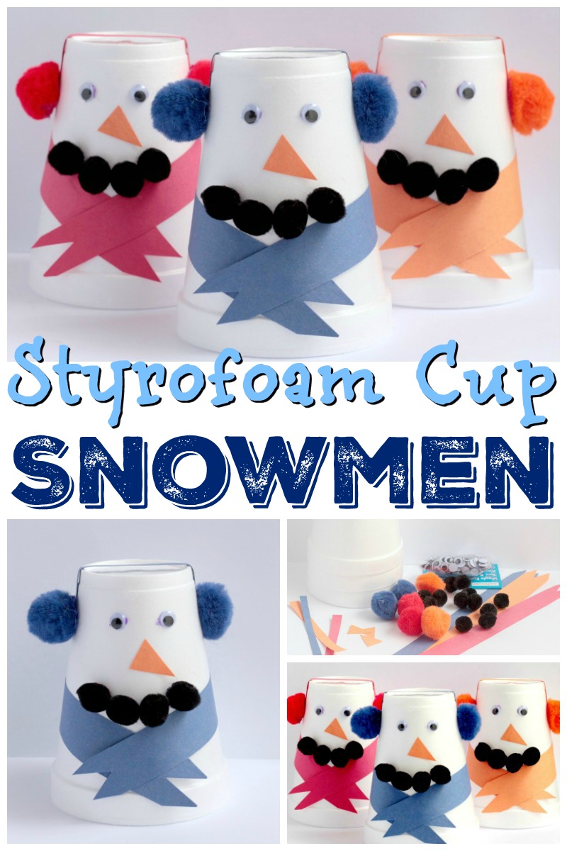 Enjoy winter indoors with these cute, easy and fun Styrofoam Snowman Crafts. ..So easy, even a preschool or kindergarten student can do!