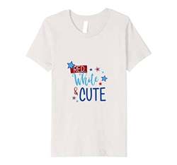 unisex-child Youth Girls Red White & Cute Graphic Tee for 4th of July 12 Silver