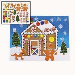 12 Large MAKE a GINGERBREAD HOUSE Sticker Sheets/Christmas CRAFT/ACTIVITY/8.5