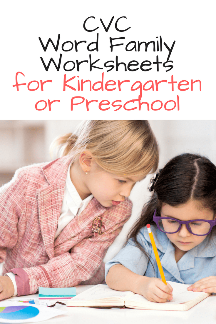 CVC-Word-Family-Worksheets CVC word family worksheets for kindergarten -help teach phonics and reinforce reading fluency by practicing word families and cvc worksheets
