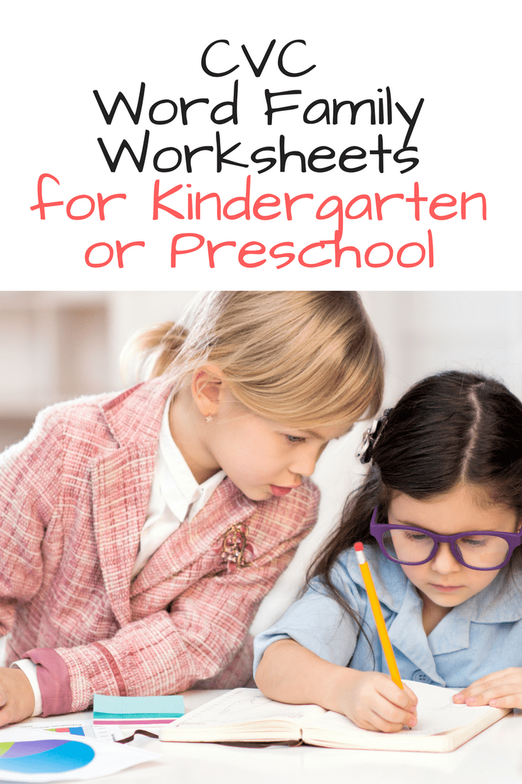 CVC word family worksheets for kindergarten -help teach phonics and reinforce reading fluency by practicing word families and cvc worksheets