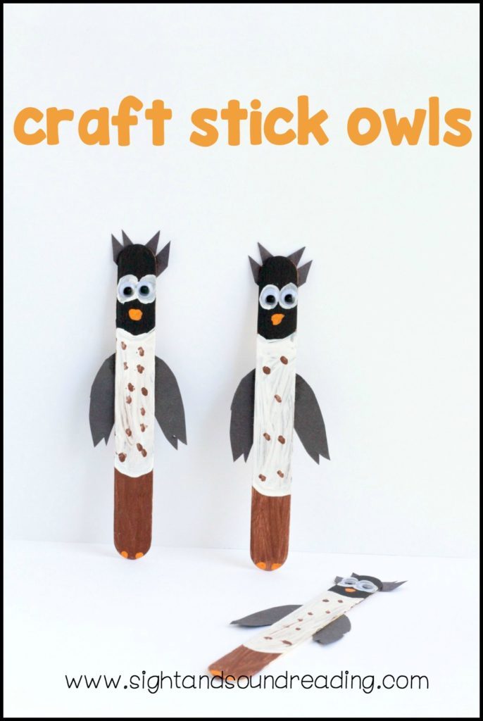 Craft Stick Owls Mrs. Karle's Sight and Sound Reading