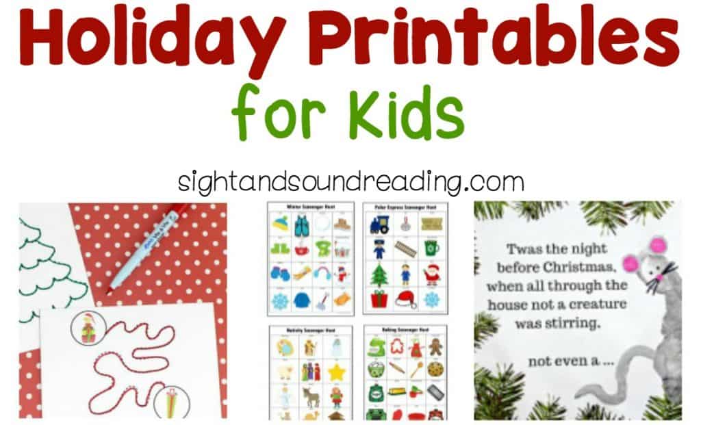 Holiday Printables for Kids | Mrs. Karle's Sight and Sound Reading