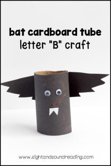 Kids will love making this bat cardboard tube bat that will go along perfectly with a letter of the week study on the letter B craft.