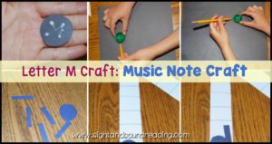 Music begins with the letter M. We are going to make a Letter M Craft: Music Note Craft to teach the letter m sound in a fun way.