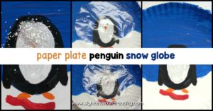 Instead of playing with dangerous and messy snow globes, kids can make their own paper plate penguin snow globe using a paper plate and some craft supplies!