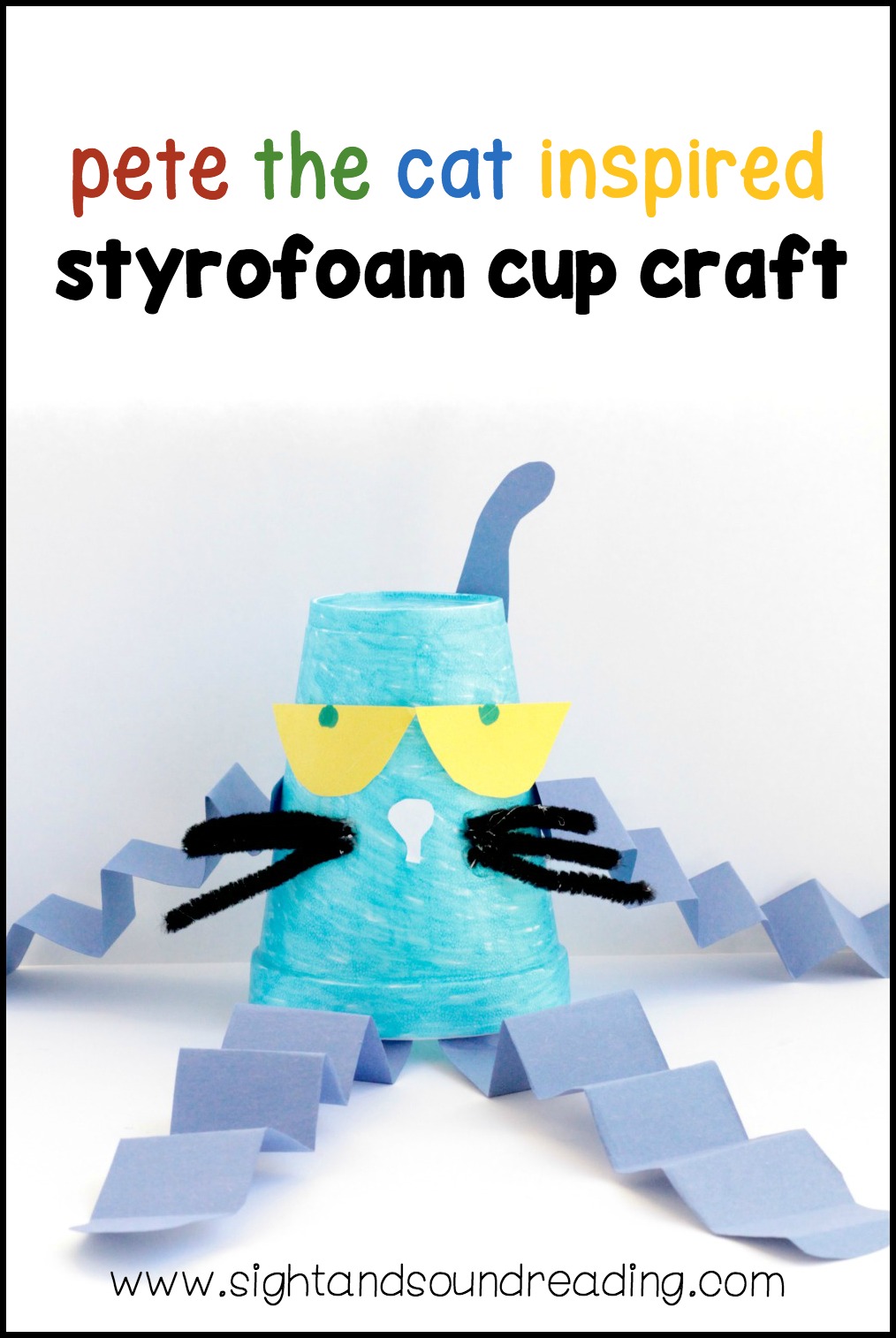 Bring Pete the Cat to life from a Styrofoam or paper cup. Kids will love making Pete the Cat styrofoam cup craft and keeping him on bookshelves.