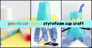 Bring Pete the Cat to life from a Styrofoam or paper cup. Kids will love making Pete the Cat styrofoam cup craft and keeping him on bookshelves.