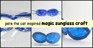 This fun craft lets kids create their own set of Pete the Cat magical sunglasses craft based on Pete the Cat and His Magical Sunglasses.