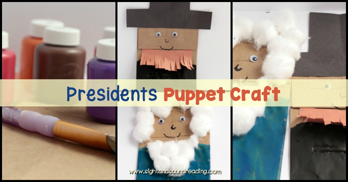 Paper Bag President Puppet Craft Mrs. Karle's Sight and Sound Reading