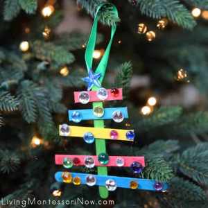 Sparkly Craft Stick Christmas Tree Ornament