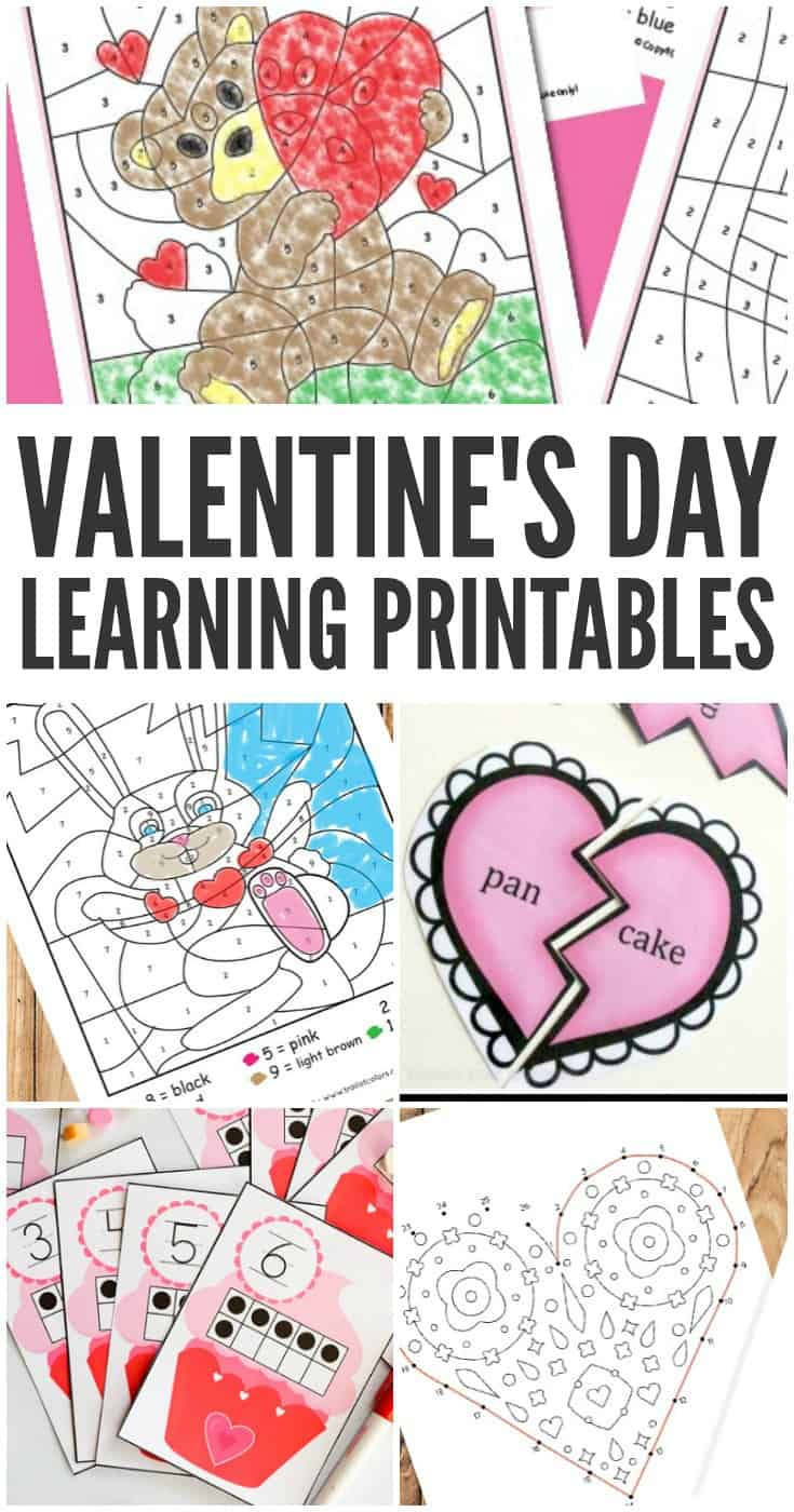 Here is a list of V-day themed learning resource a whole lot of engaging Valentine's day learning printables to use with children.