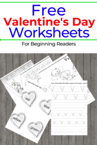 Free Valentines Day worksheets for beginning readers