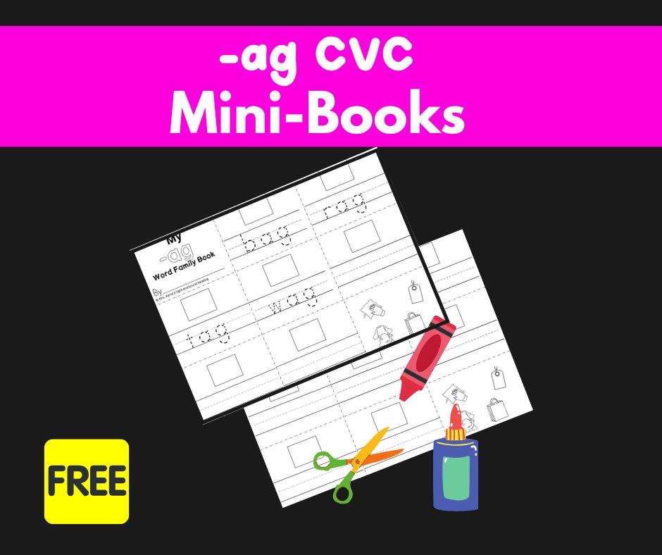 2 Free Worksheets: CVC Words AG Family-Build a Minibook!