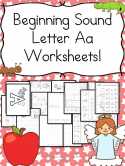 Beginning Sound Letter A worksheets for preschool or kindergarten