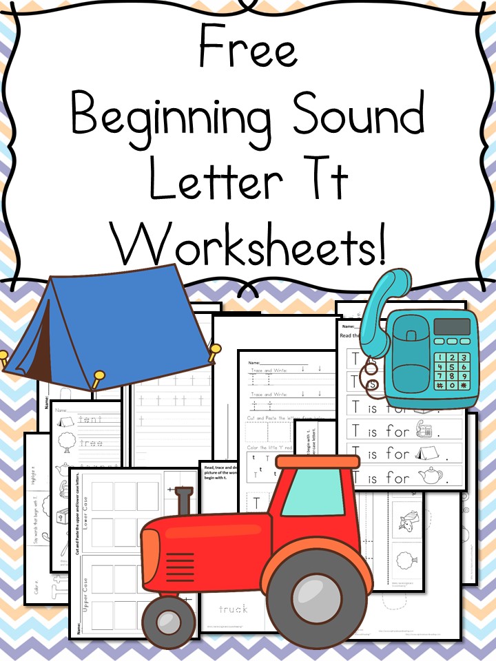 Free Beginning Sounds Letter T worksheets to help you teach the letter T and the sound it makes to preschool or kindergarten students.