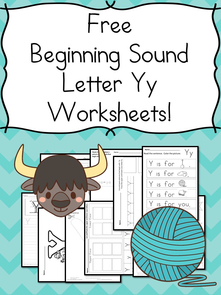 Free Beginning Sounds Letter Y worksheets to help you teach the letter Y and the sound it makes to preschool or kindergarten students.