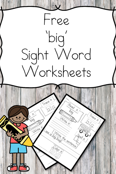 big Sight Word Worksheets -for preschool, kindergarten, or first grade - Build sight word fluency with these interactive sight word worksheets