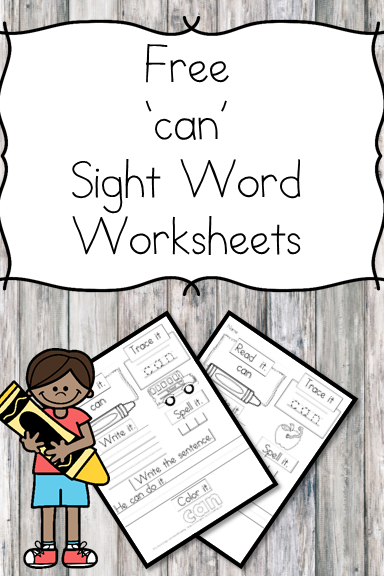 Here is a "can" sight word worksheet download. You can have a larger sight word packet that contains all of the dolch sight words. 